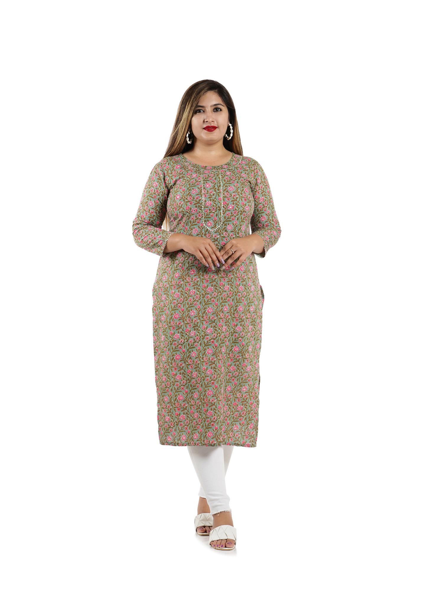 rayon printed kurti with mirror working - 17998043 - Zoom Image - 0