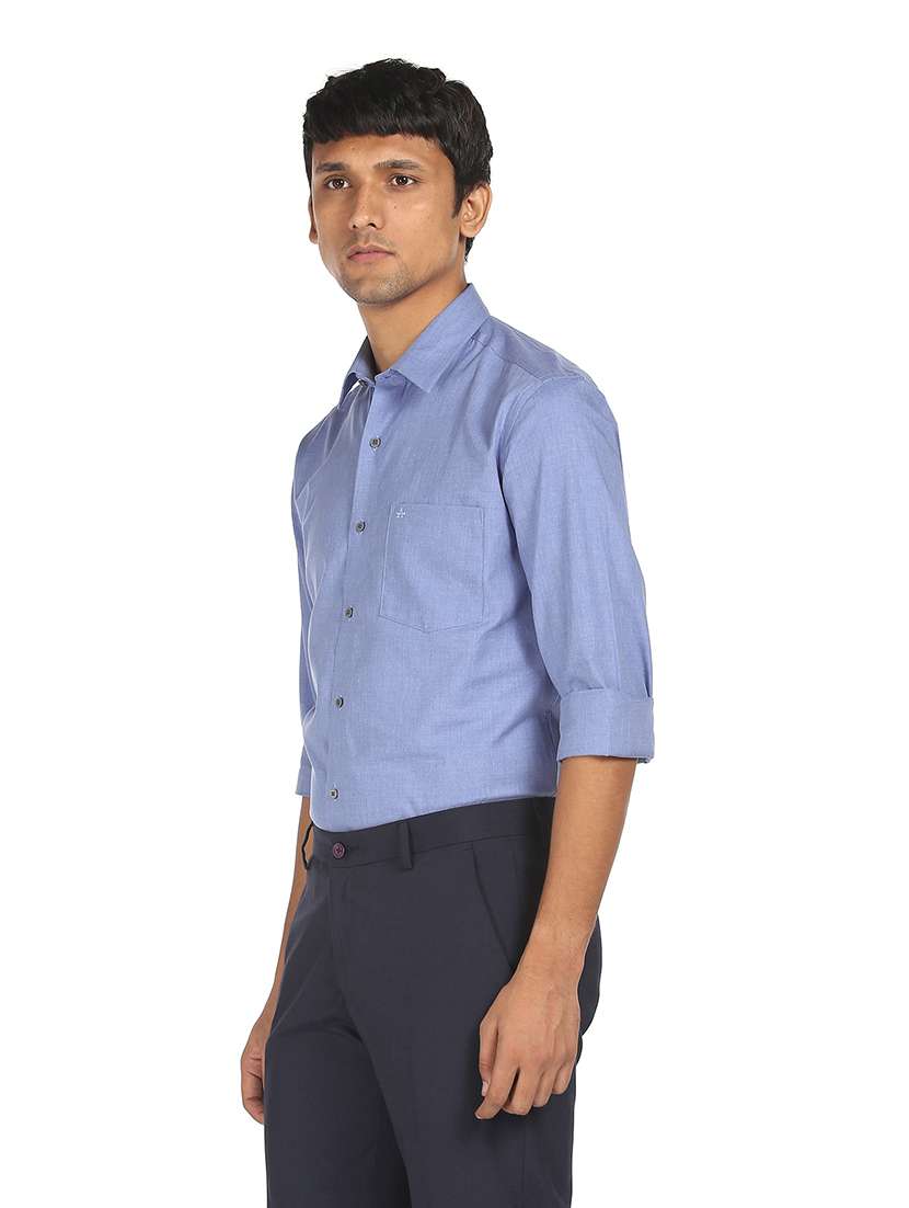 blue solid formal shirt