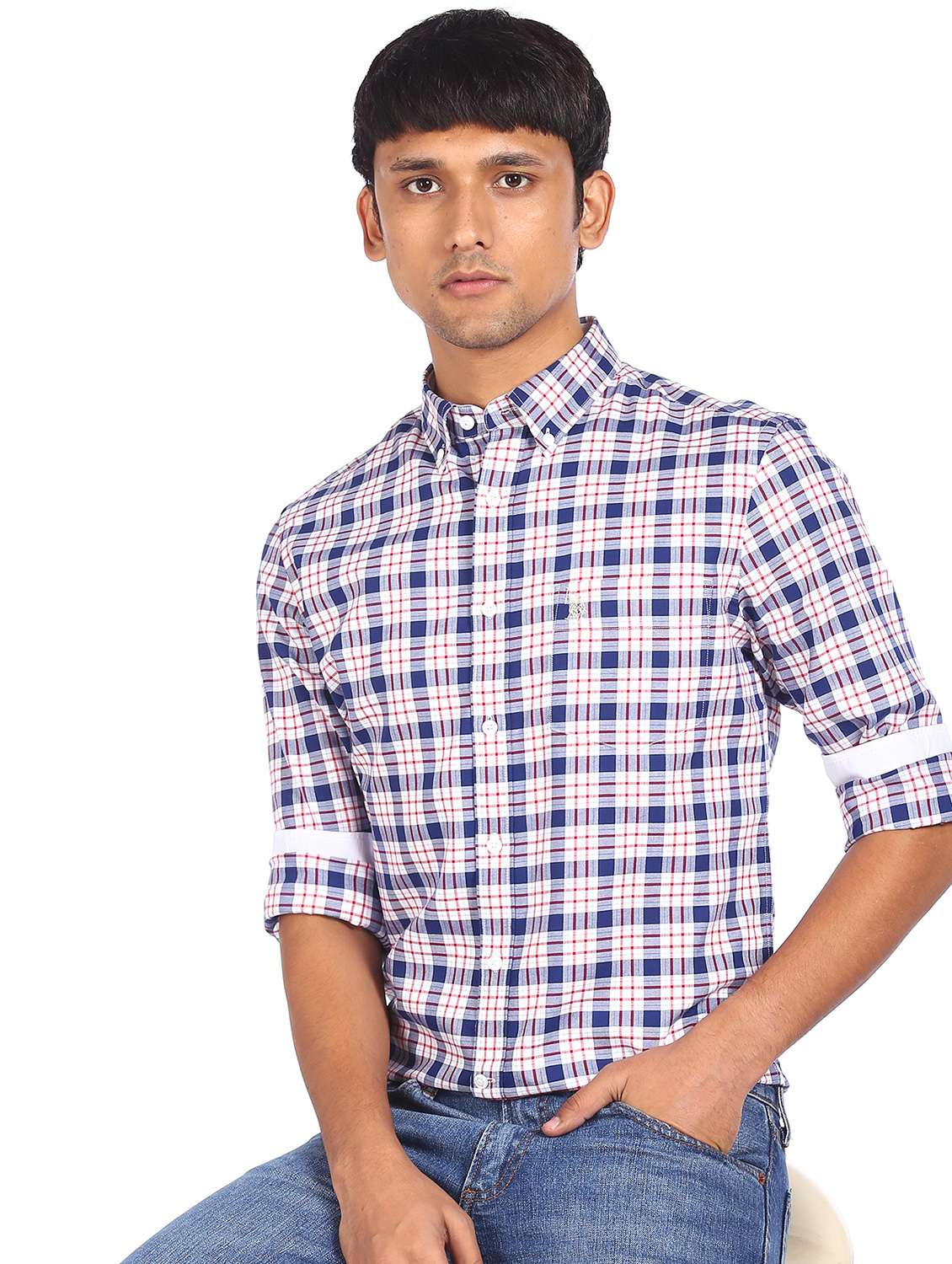 multi colored checkered shirt