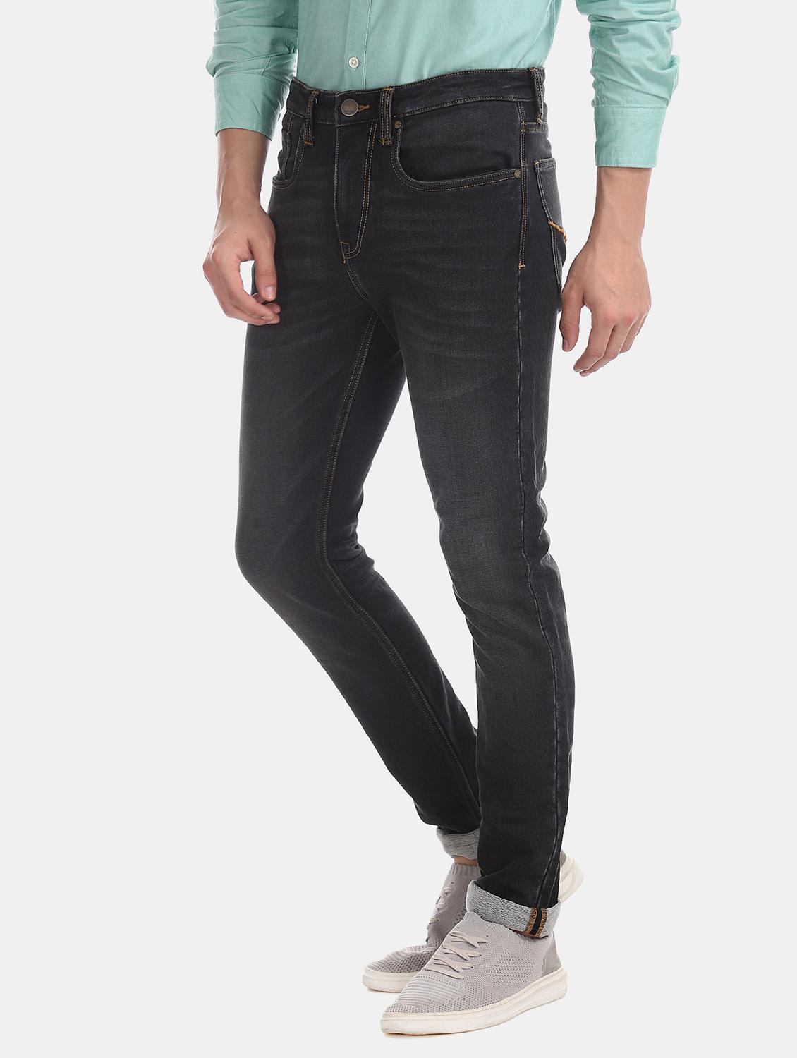 dark blue solid stone washed jean - 17999752 - Zoom Image - 0