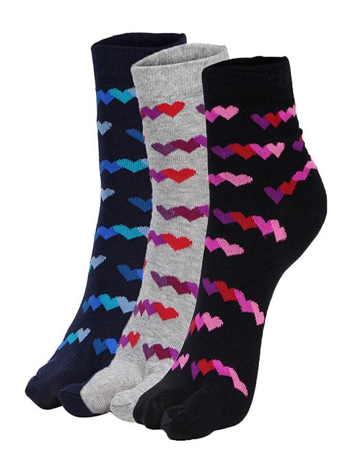 ankii cotton self design women premium ankle socks with thumb, pack of 3 - 18000388 - Zoom Image - 0