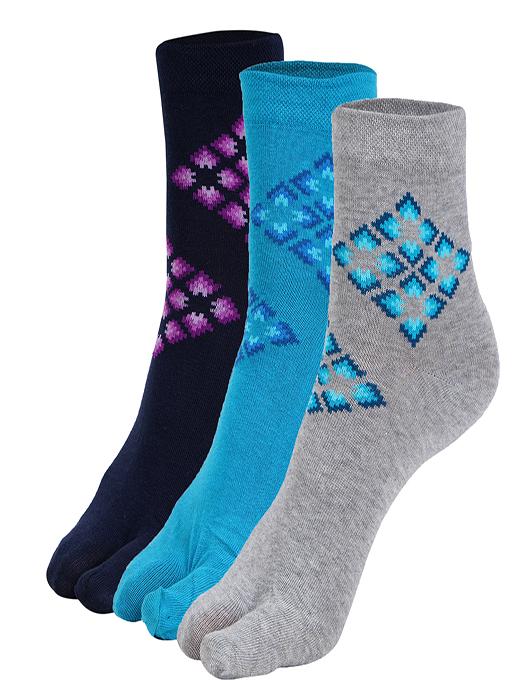 ankii cotton self design women premium ankle socks with thumb, pack of 3 - 18000393 - Zoom Image - 0