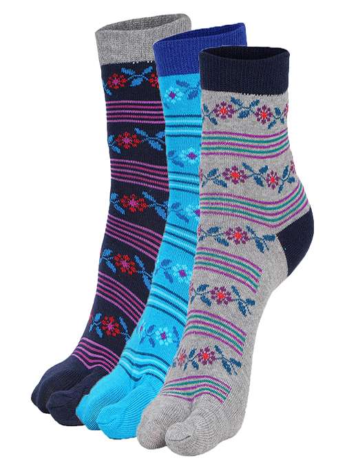 ankii cotton self design women premium ankle socks with thumb, pack of 3 - 18000668 - Zoom Image - 0