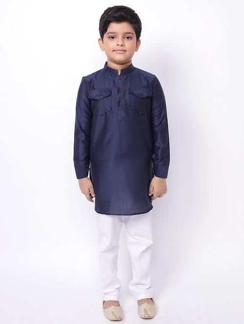 navy blue solid kurta  - 18002892 -  Standard Image - 0