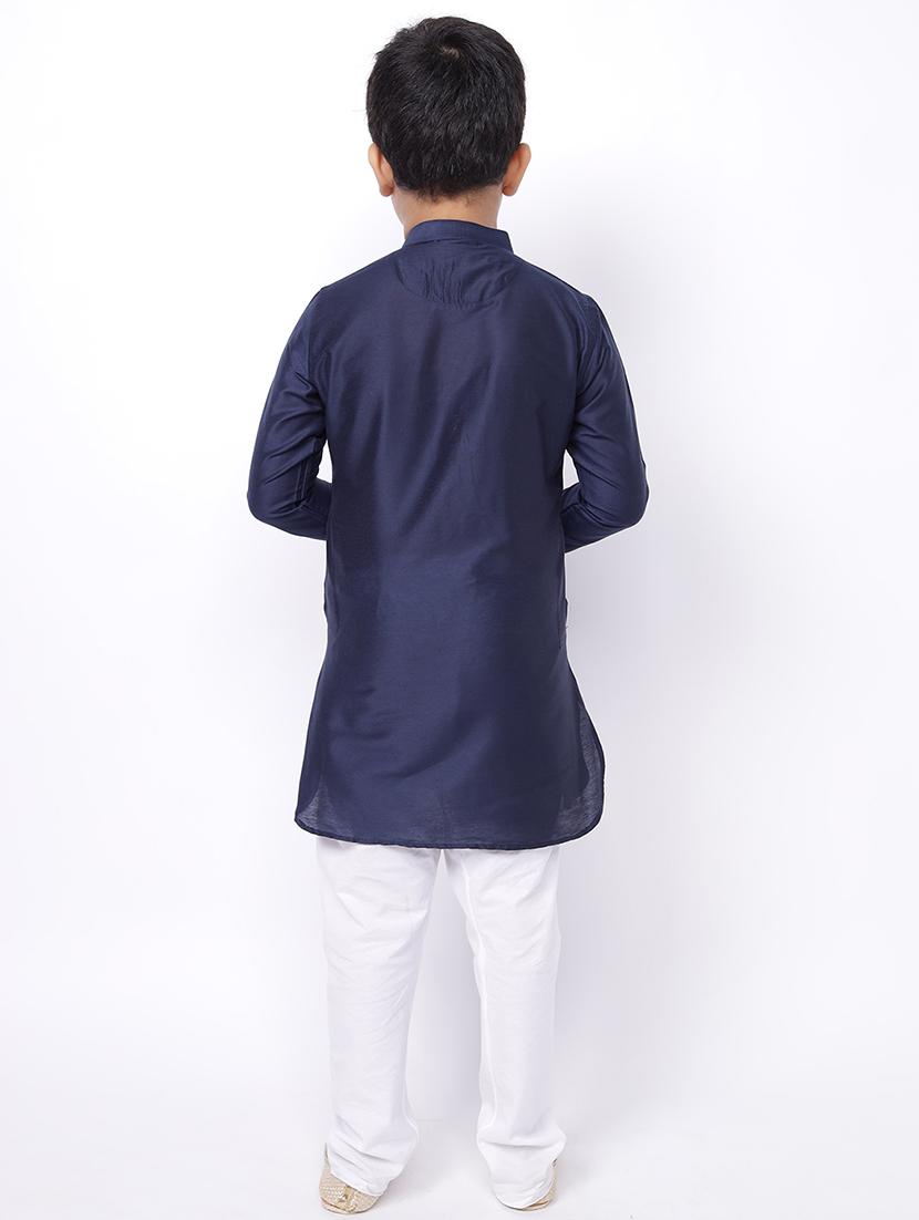 navy blue solid kurta - 18002892 - Standard Image - 3