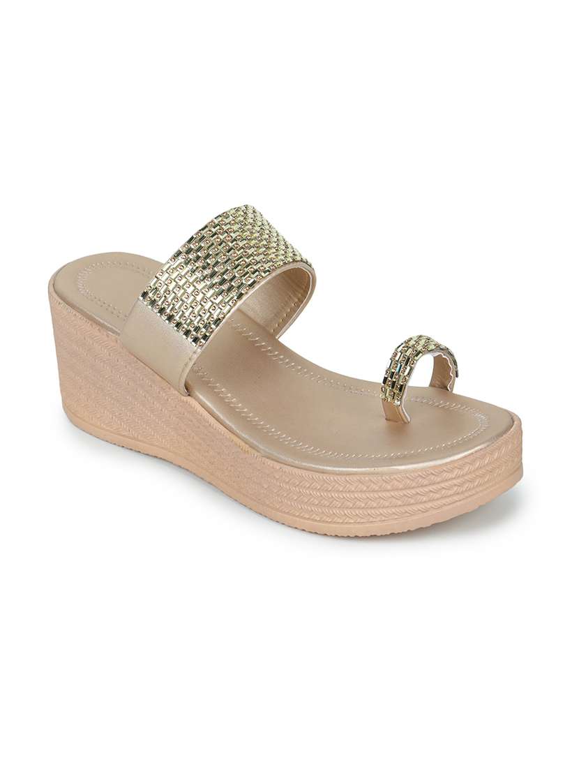 gold one toe wedge