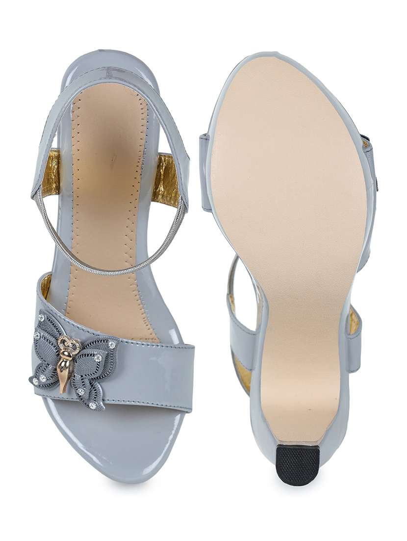 grey leatherette back strap sandals - 18003224 -  Standard Image - 3