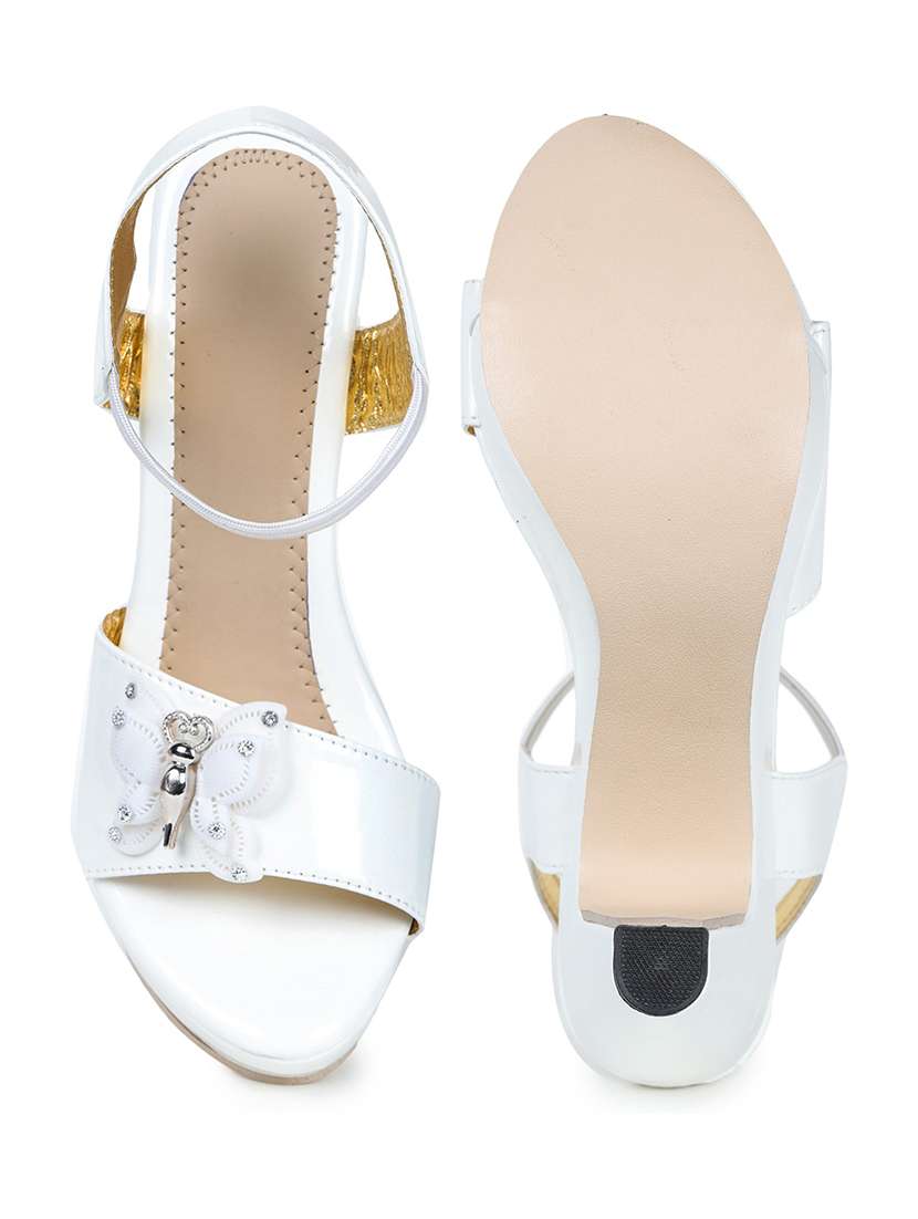 white leatherette back strap sandals - 18003226 -  Standard Image - 3
