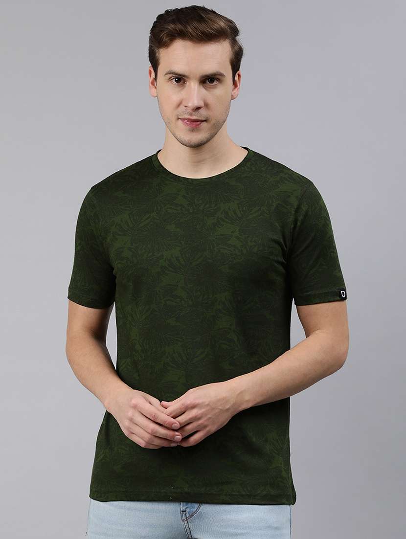 olive green printed t-shirt