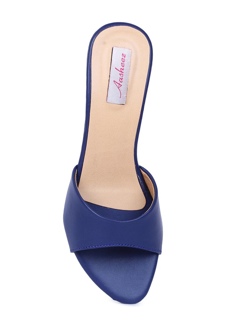 blue synthetic slip on sandals - 18005304 - Standard Image - 3