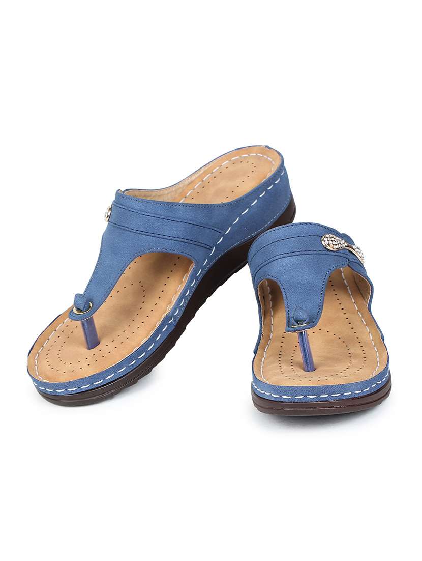 blue t-strap wedge - 18005801 -  Standard Image - 3