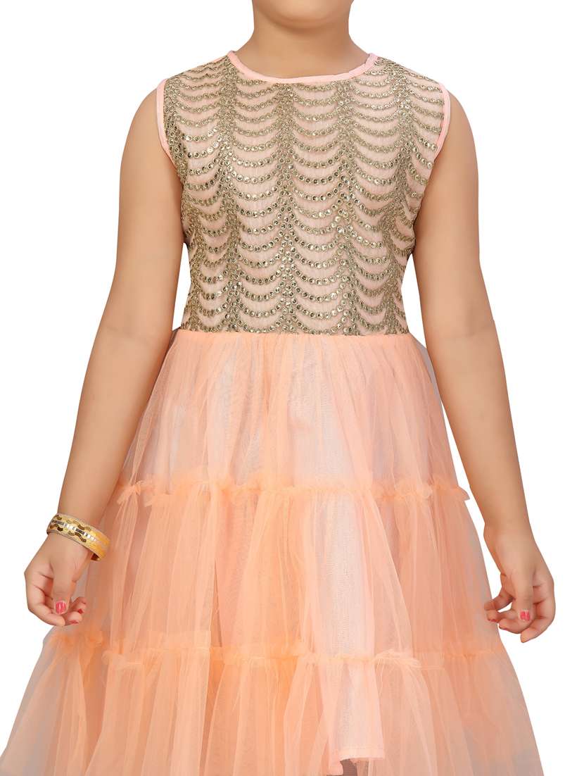 orange net frock - 18005857 - Standard Image - 3