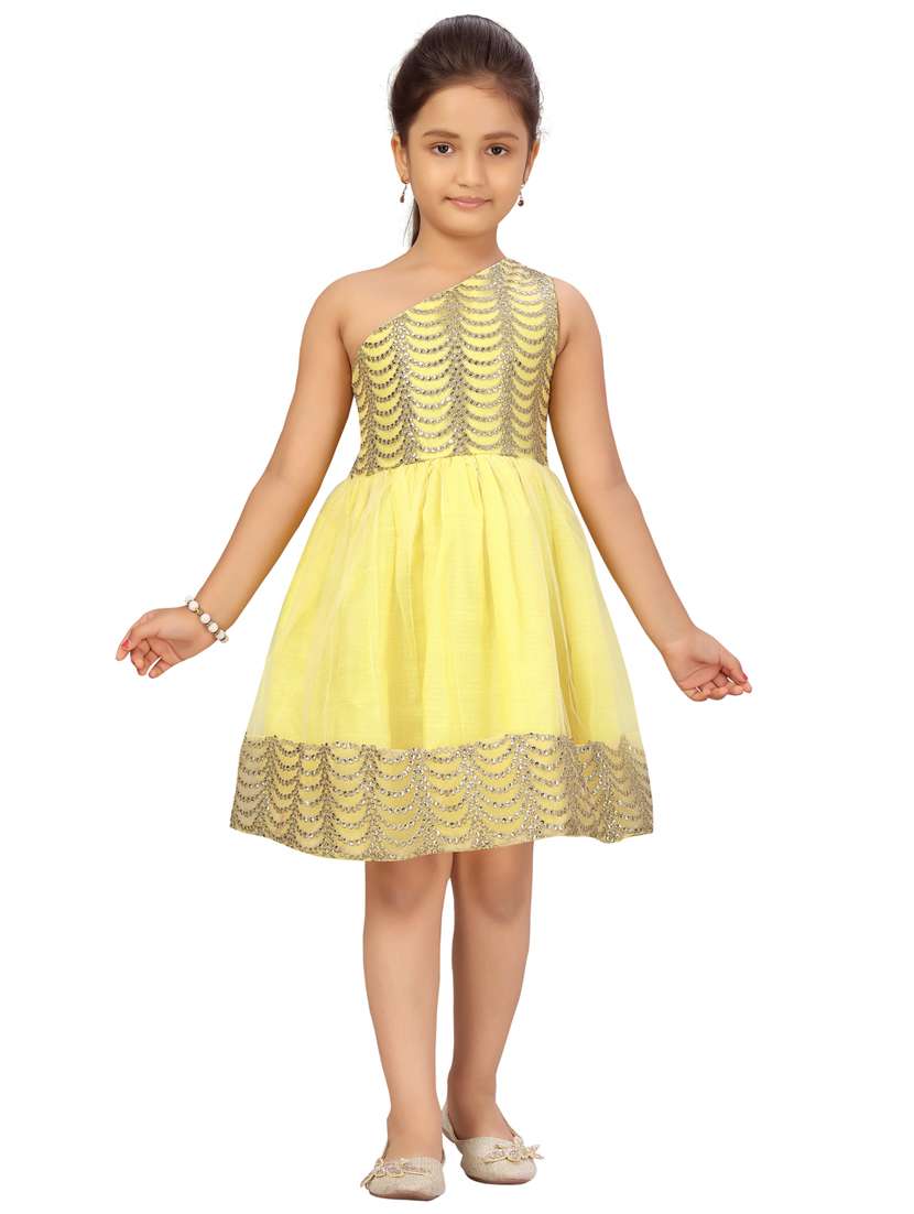 yellow net frock