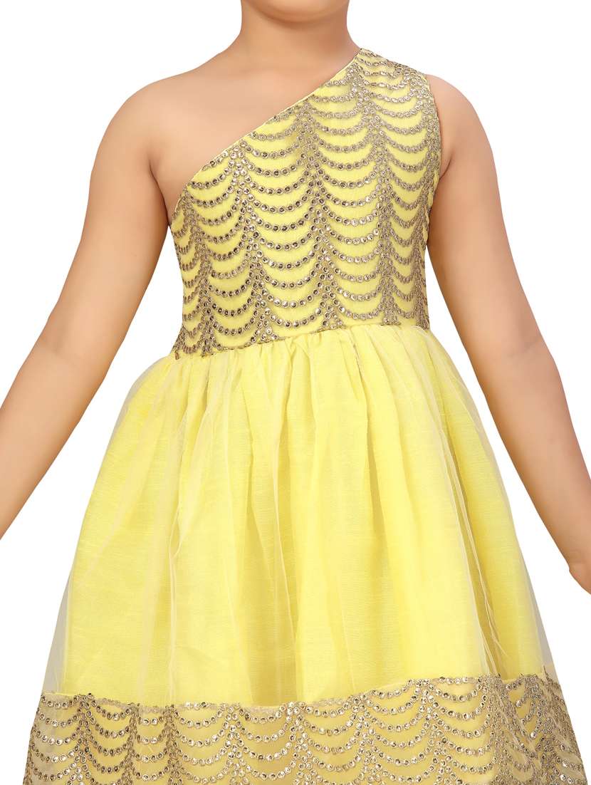 yellow net frock - 18005860 -  Standard Image - 3