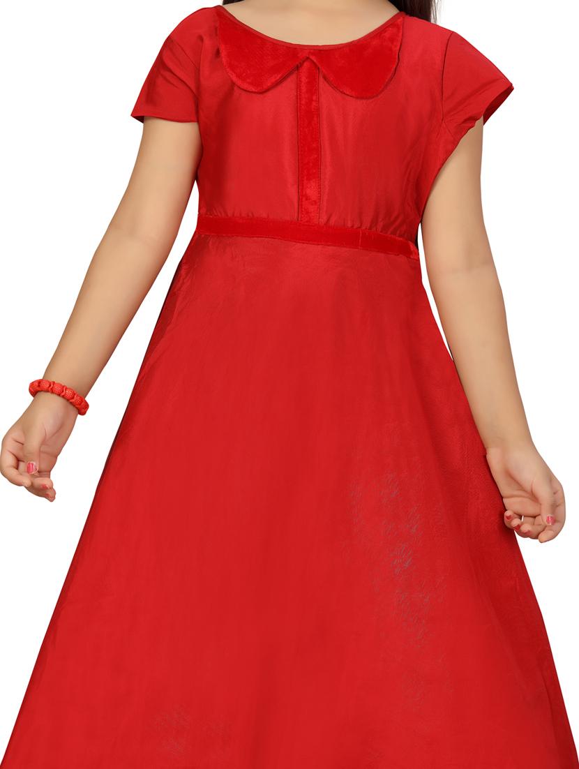 red solid party gown - 18005944 - Standard Image - 3