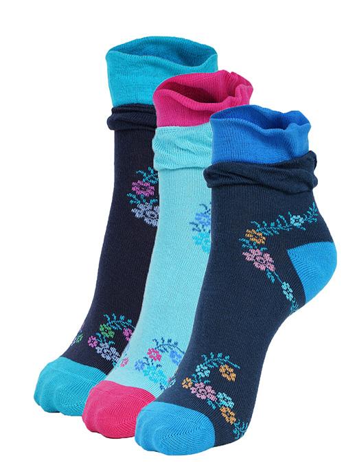 ankii cotton self design women premium ankle socks, pack of 3 - 18006816 -  Zoom Image - 0
