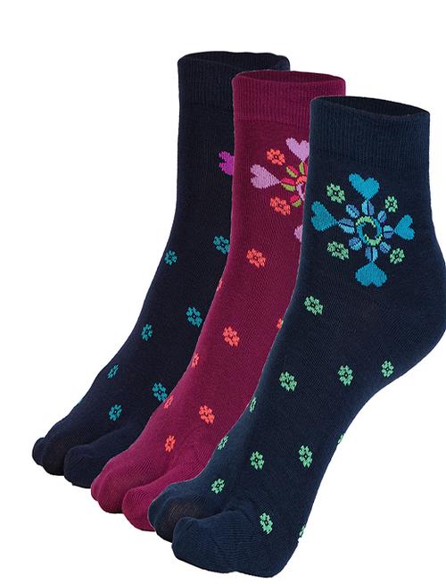 ankii cotton self design premium women socks with thumb, pack of 3 - 18006874 -  Standard Image - 0