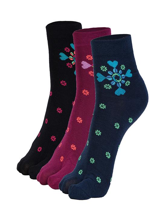 ankii cotton self design premium women socks with thumb, pack of 3 - 18006876 - Zoom Image - 0