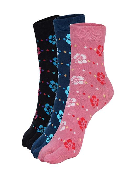 ankii cotton self design premium women socks with thumb, pack of 3 - 18006923 - Standard Image - 0