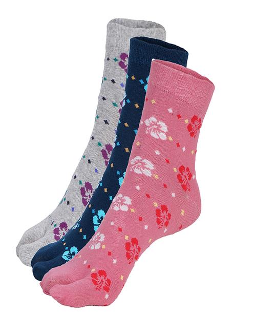 ankii cotton self design premium women socks with thumb, pack of 3 - 18006924 - Standard Image - 0