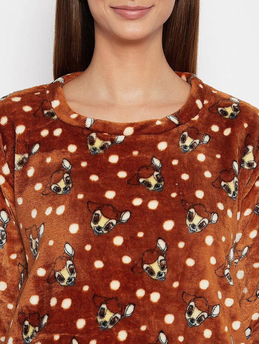 round neck printed nightwear pajama set - 18007188 - Standard Image - 3