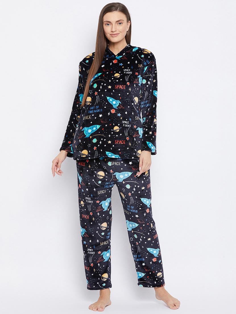 round neck printed nightwear pajama set  - 18007192 -  Zoom Image - 0
