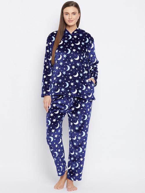 hooded neck printed nightwear pajama set  - 18007196 -  Standard Image - 0