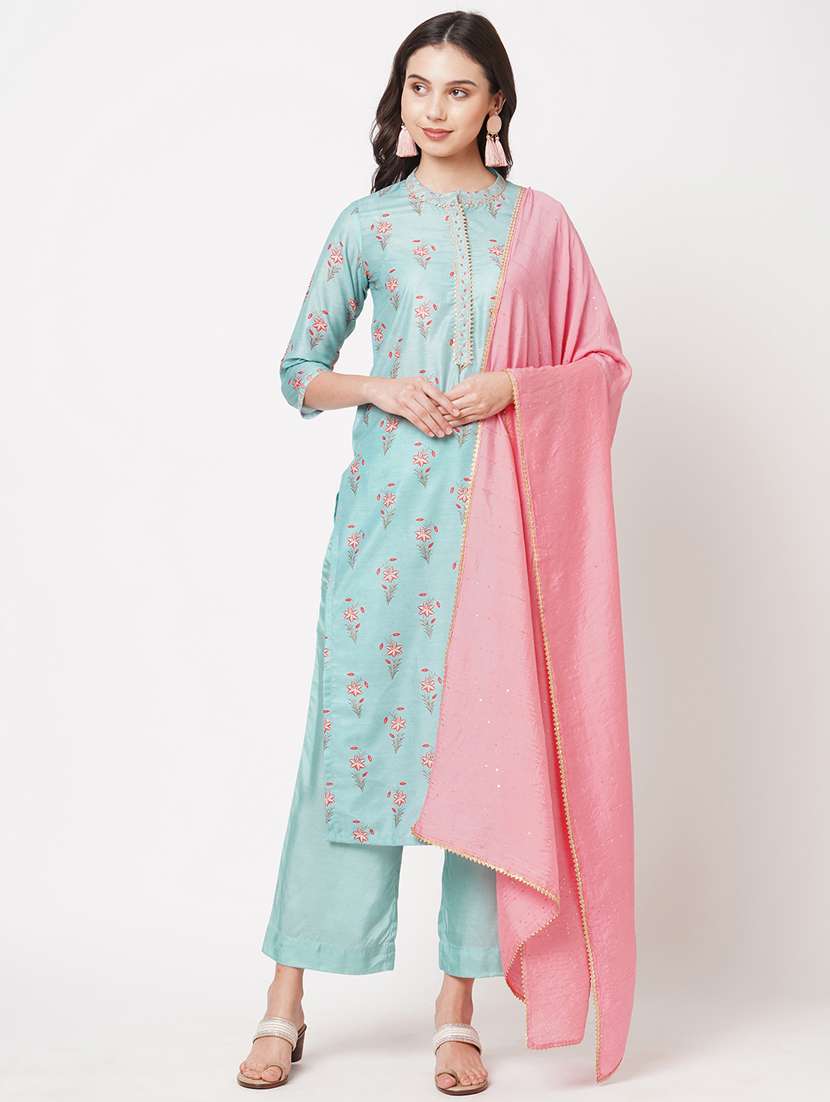 printed semi-stitched suit set - 18008534 - Zoom Image - 0