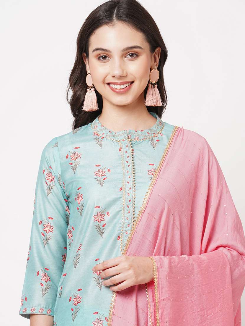 printed semi-stitched suit set - 18008534 - Standard Image - 3