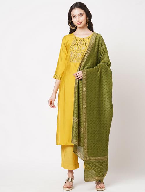 zari work semi-stitched suit set - 18008538 - Standard Image - 0
