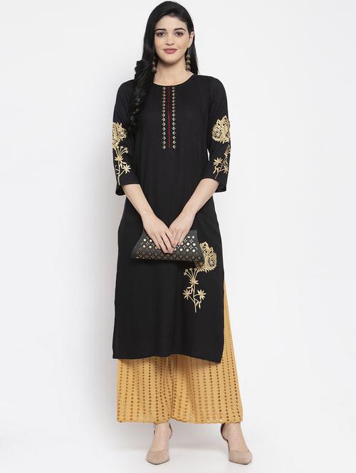 embroidered straight kurta - 18008582 -  Standard Image - 0