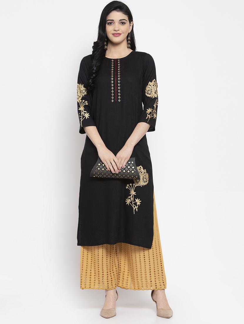 embroidered straight kurta - 18008582 -  Zoom Image - 0