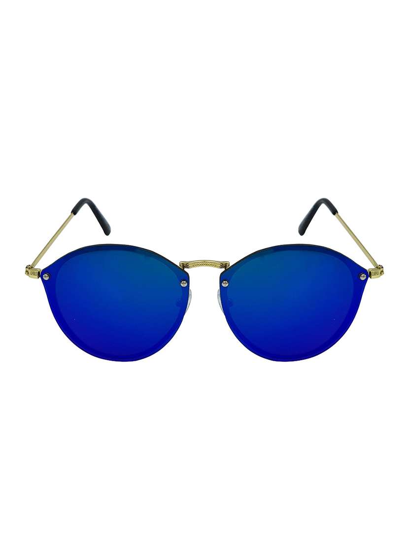 royalmede blue & golden round sunglasses for men & women 