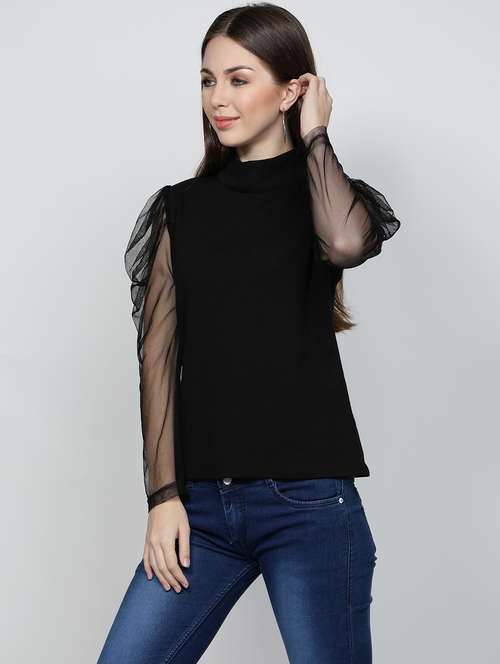 bishop sleeved solid top - 18009580 - Standard Image - 0
