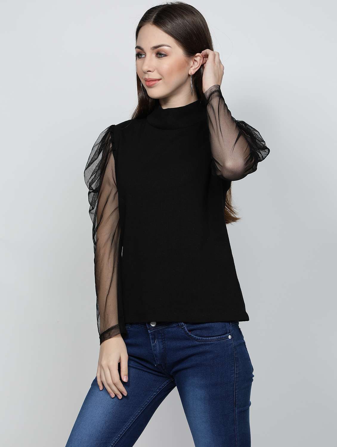 bishop sleeved solid top - 18009580 - Zoom Image - 0