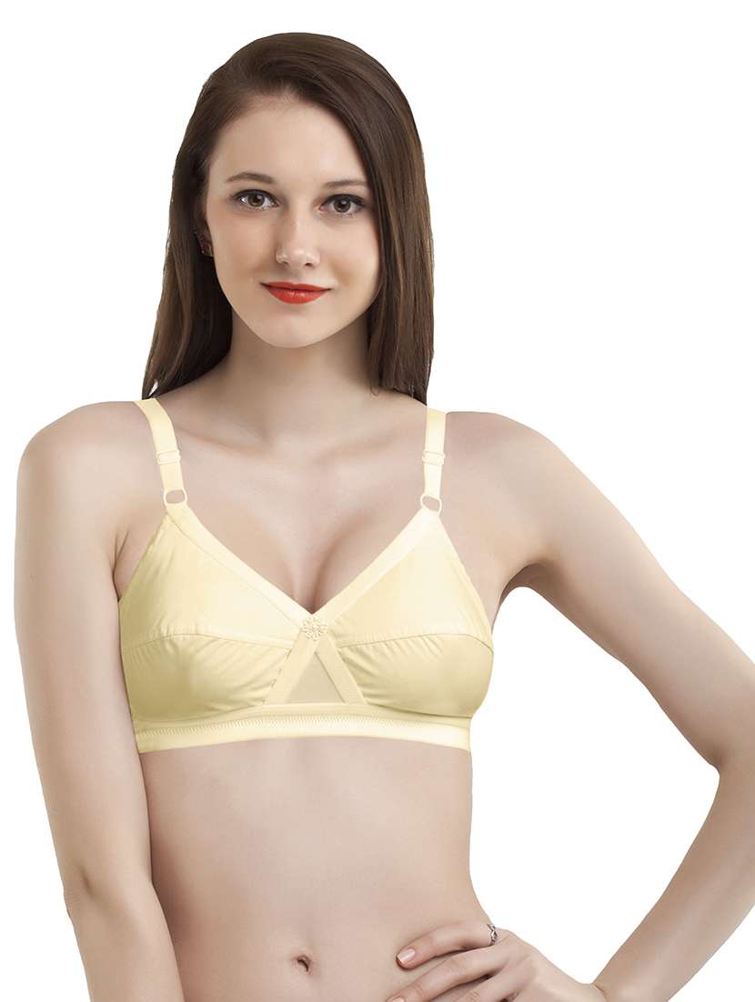 beige solid regular bra