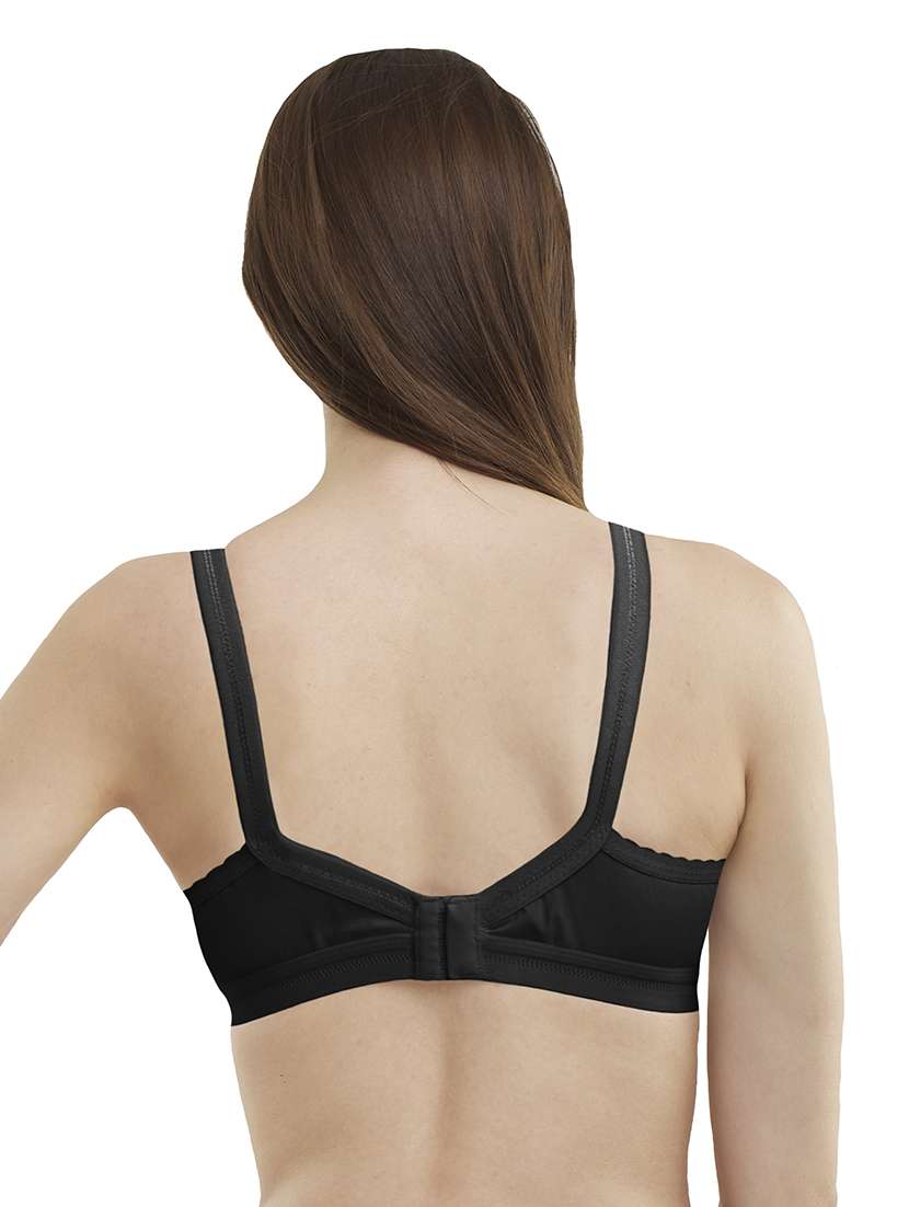 Black Solid Regular Bra