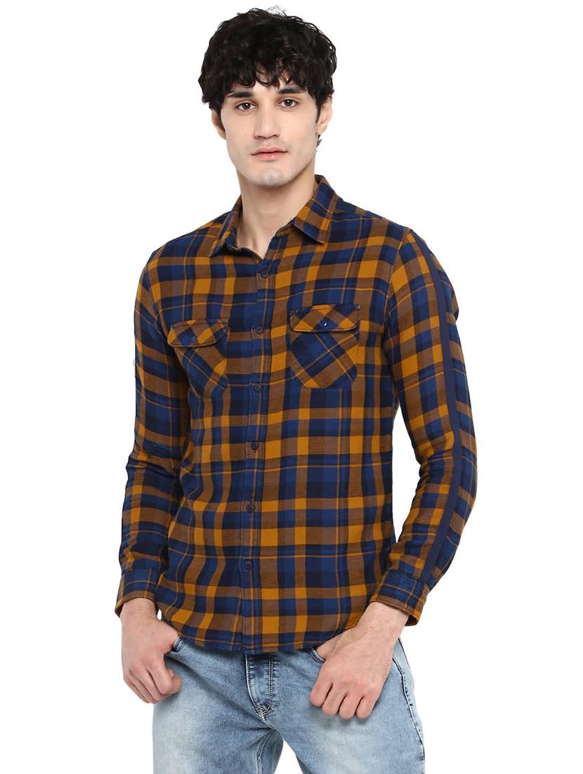 yellow checkered casual shirt - 18009741 - Zoom Image - 0