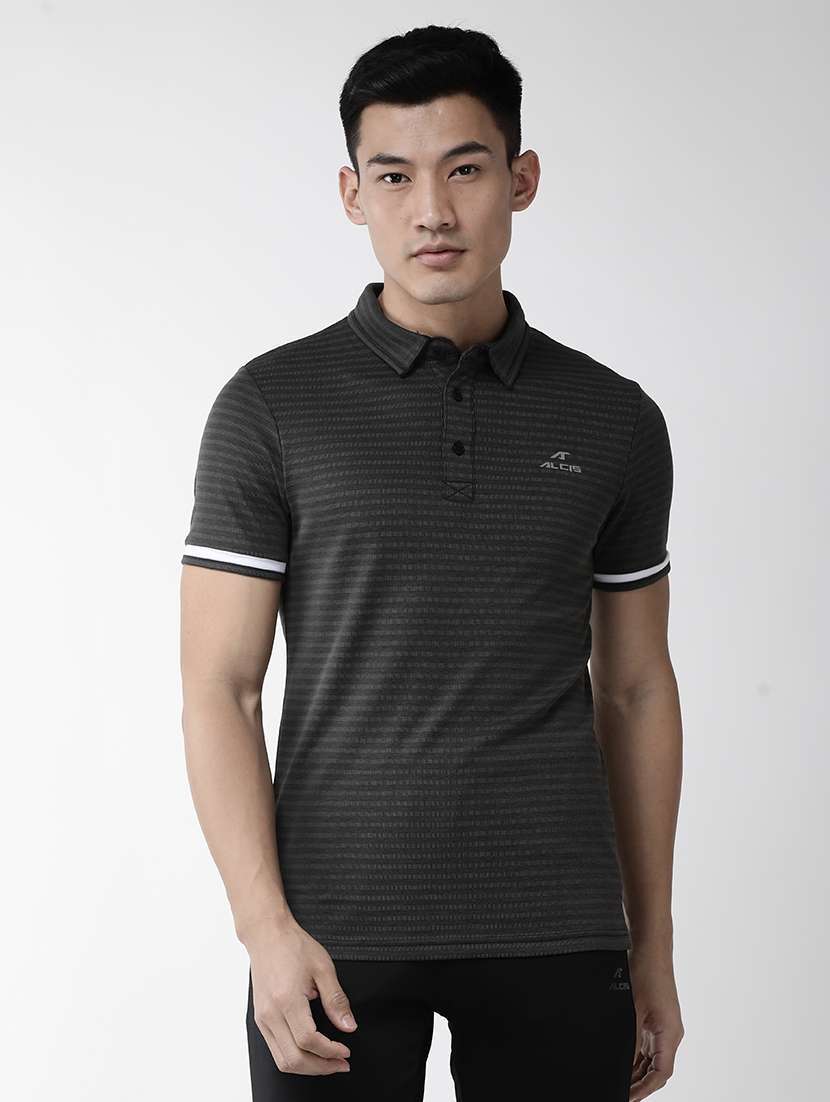black striped polo t-shirt
