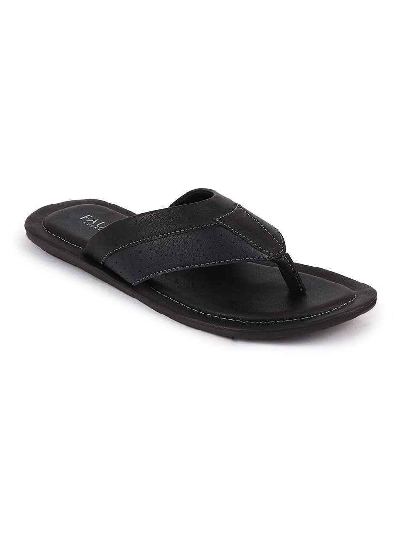 black pu slip on slippers