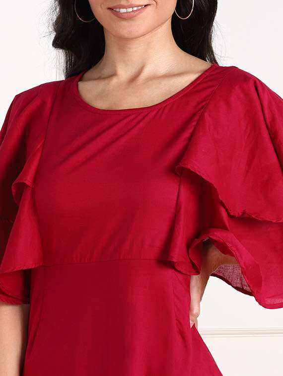 women's ruffle solid dress - 18010948 - Standard Image - 3