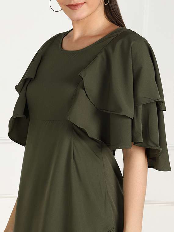 women's ruffle solid dress - 18010949 - Standard Image - 3