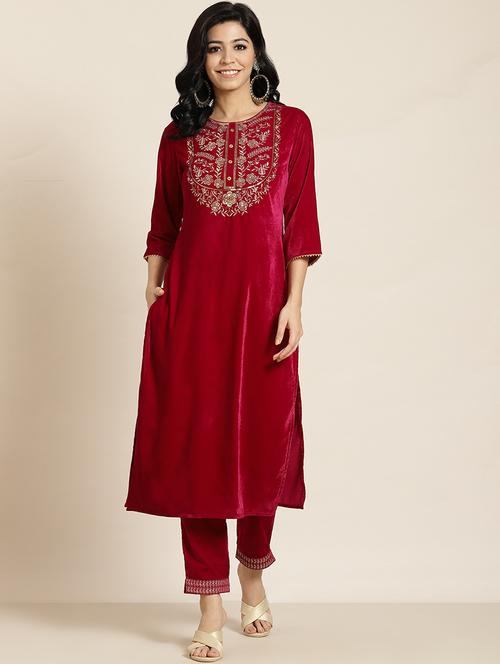 zari embroidered fusion set - 18011468 -  Standard Image - 0