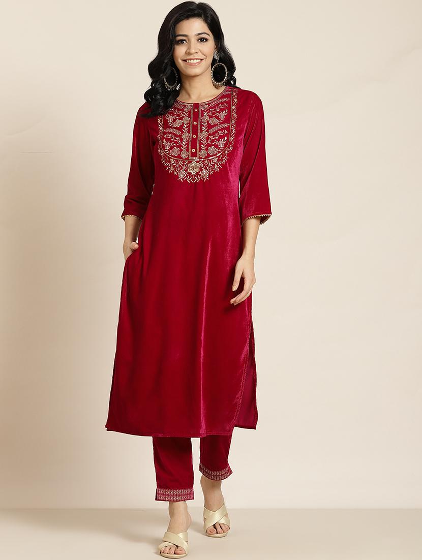 zari embroidered fusion set - 18011468 -  Zoom Image - 0