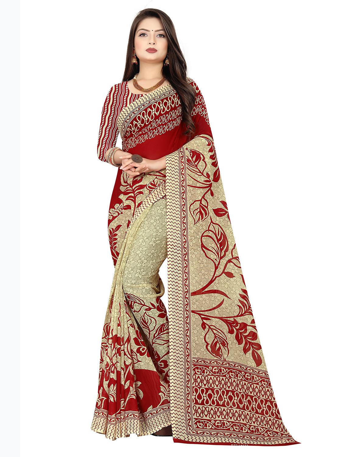 floral printed saree with blouse - 18011646 - Zoom Image - 0
