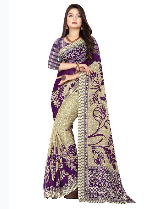 floral printed saree with blouse - 18011647 - Standard Image - 0