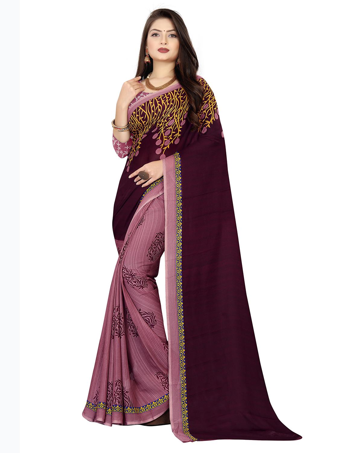 floral printed saree with blouse - 18011652 - Zoom Image - 0