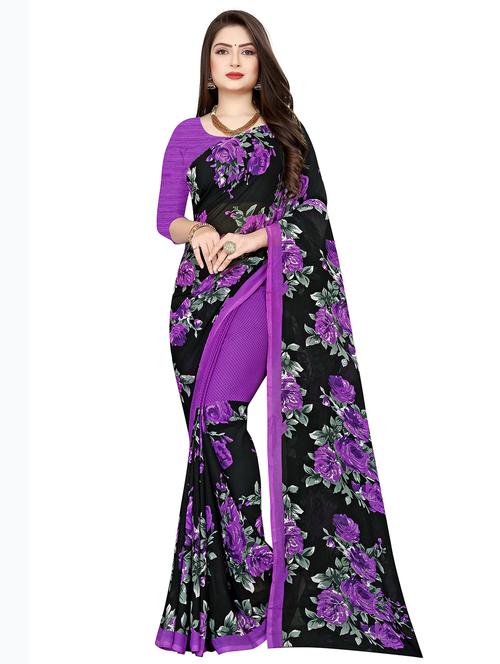 floral printed saree with blouse - 18011659 - Standard Image - 0