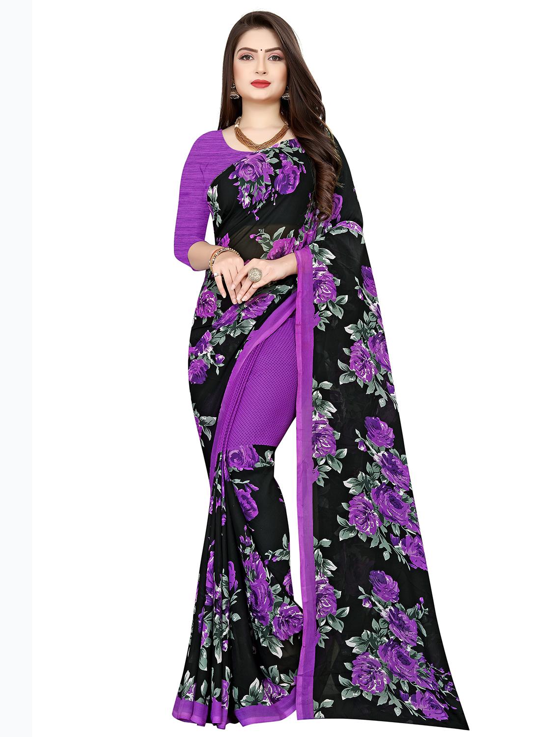 floral printed saree with blouse - 18011659 - Zoom Image - 0