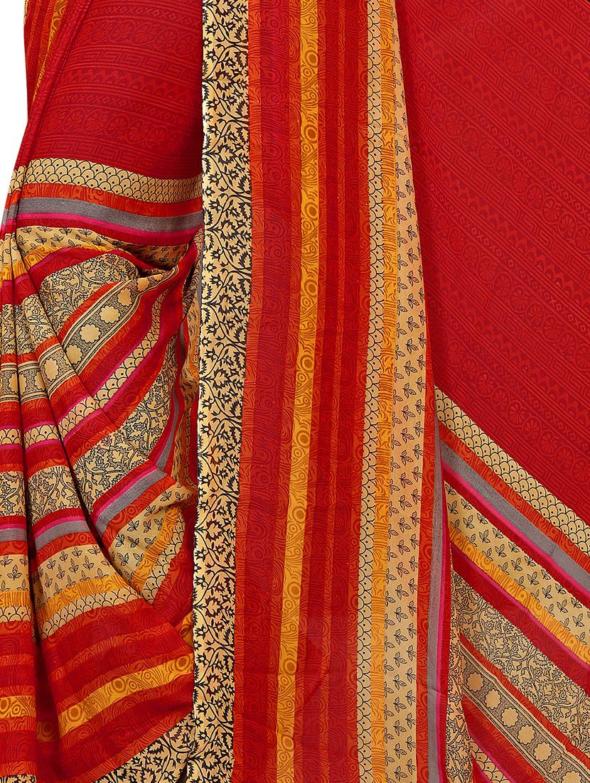 stripe printed saree with blouse - 18011660 - Standard Image - 3